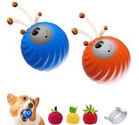 Genérico Zoomie Buddy 2.0, Zoomie Buddy Dog Toy, 2 in 1 Interactive Dog Balls and Pet Feeder with 3 Kinds of Fun Fruit Cover, USB Rechargeable, Two Modes,for Small/Medium Dogs (Blue and Orange)