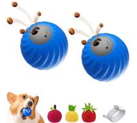 Genérico Zoomie Buddy 2.0, Zoomie Buddy Dog Toy, 2 in 1 Interactive Dog Balls and Pet Feeder with 3 Kinds of Fun Fruit Cover, USB Rechargeable, Two Modes,for Small/Medium Dogs (Double Blue)