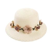 Générique 1 Uds. Sombrero de paja con corona, sombrero verano for mujer, sombreros femeninos, cadena flores for playa, gorras sombrilla for(Milkwhite)