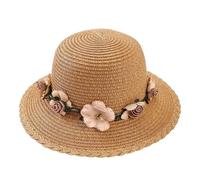 Générique 1 Uds. Sombrero de paja con corona, sombrero verano for mujer, sombreros femeninos, cadena flores for playa, gorras sombrilla for(Lightcoffee)