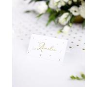 Generique - 10 tarjetas de mesa de cartón blanco con lunares dorados
