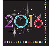 Generique - 16 Servilletas pequeñas Papel Negro 2015 25x25 cm