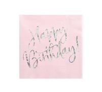 Générique - 20 servilletas de papel, diseño de rosas Happy Birthday Iridiscente, 33 x 33 cm