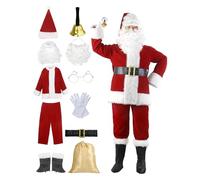 Générique 2027 Disfraz de Papá Noel de once piezas para adultos, ideal para fiestas y espectáculos, elegante disfraz de cosplay estilo patio