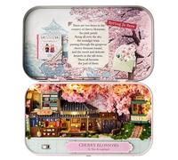 Générique Book Nook Japan Sakura Box - Diorama en miniatura de flores de cerezo - Kit de bricolaje con LED - Decoración Biblioteca Zen