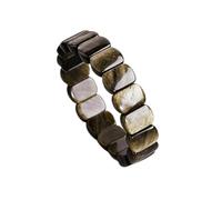 Générique Bracelet en obsidienne naturelle argentée et dorée, artisanal authentique, bijoux en pierres précieuses de protection pour le soulagement de l'anxiété (GOLD)