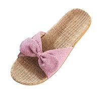 Générique Chausson femme ete confort,chaussures femme coton d'été - chaussures lin antideslizantes, pantuflas planas cómodas, claqueta silenciosa casa, morado, 36 EU
