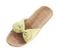 Générique Chausson femme ete confort,chaussures femme coton d'été - chaussures lin antideslizantes, pantuflas planas cómodas, claqueta silenciosa casa, verde, 40 EU