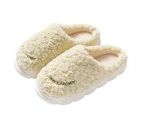 Générique Chausson Femme Invierno Cálido Cerrado Chausson Femme Tex Espalda Cómodo Memorial De Forma Grandes Zapatillas Con Relleno De Oveja Pantoufle Plataforma Zapatillas Suela Flexible Slippers