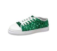 Générique Chaussure Femme de Carnaval Tendencia con Lentejuelas, Chaussures de Noel Brillante con Cordones, Zapato Plano Antideslizante Zapatos de Carnaval Brillante para Fiesta Festivales, verde, 38