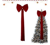 Générique Christmas Tree Topper Bow Velvet, Red Seasonal Decoration, 130 x 45 cm, 170 x 55 cm, 200 x 65 cm, for Wreath, Door, Garland, Gabinete, Home, Farmhouse, Banquet, Party