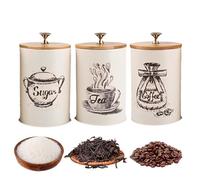 Générique Coffee Canister, Household Tea Container, Airtight Food Storage Set 3x, Sealed Jars for Ground Coffee, Beans, Sugar, Sturdy Material, Kitchen Organization, Pantry Use