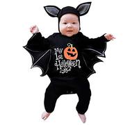 Générique Conjunto de mameluco con sombrero para niños, niñas, disfraz de Halloween, cosplay, trajes (negro, 0-3 meses)