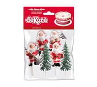 Generique - dekora - Kit de Decoracion de Tartas con Figuras Decorativas de Navidad - Abetos y Papa Noel, 6 Piezas