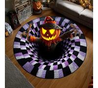 Générique Halloween 3D Rug, Optical Illusion Skeleton Abyss Round Area Rug, Spooky Indoor Floor Mat for Living Room Bedroom Entryway and Halloween Party Decor (Halloween M,100cm)