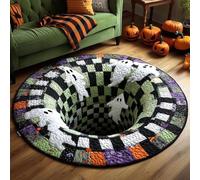 Générique Halloween 3D Rug, Optical Illusion Skeleton Abyss Round Area Rug, Spooky Indoor Floor Mat for Living Room Bedroom Entryway and Halloween Party Decor (Halloween D,100cm)