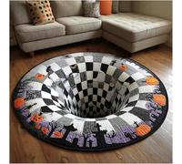Générique Halloween 3D Rug, Optical Illusion Skeleton Abyss Round Area Rug, Spooky Indoor Floor Mat for Living Room Bedroom Entryway and Halloween Party Decor (Halloween C,140cm)