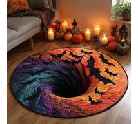 Générique Halloween 3D Rug, Optical Illusion Skeleton Abyss Round Area Rug, Spooky Indoor Floor Mat for Living Room Bedroom Entryway and Halloween Party Decor (Halloween I,100cm)