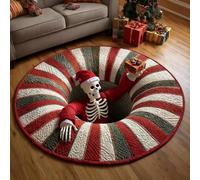 Générique Halloween 3D Rug, Optical Illusion Skeleton Abyss Round Area Rug, Spooky Indoor Floor Mat for Living Room Bedroom Entryway and Halloween Party Decor (Halloween G,60cm)