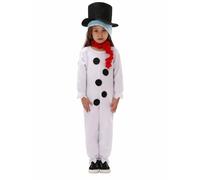 Générique Juego de Navidad para niños, disfraz de muñeco de nieve, para niña, niño, vestido festivo con sombrero y bufanda, traje de invierno (blanco, 8-9 años)