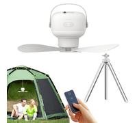 Générique Light Tent Ceiling Fan, USB recargable portátil, 10,24 x 3,54 pulgadas Blower Lamp Remote Control & 7200 mAh Battery Operated, Outdoor Survival Gear for Canopy Patio Bed Gazebo Bedroom