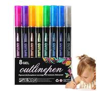 Générique Paint Pens - Art Markers | Double Outline Markers | Highly Pigmented Super Squiggles Paint Pens, Outline Markers, Easy To Use And Long-Lasting Craft Markers, Art Crafts Metal, Wood, Ceramic