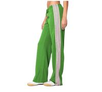 Générique Pantalones deportivos de rayas laterales para mujer, con cordón en la cintura, pierna ancha, casuales, holgados, estilo cargo, pantalones de yoga de cintura alta, verde, L