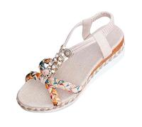 Générique Pantoufles Femme ete,Chaussure mariage femme Antideslizantes Mules Cuir Couleur Unie Sandale ete Cómodo Pantoufles Boheème Chaussures Compenses Cerradés Premium Chaussures Cuentones, blanco