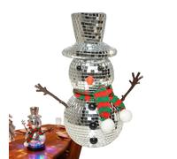 Générique Party Disco Ball - with Knitting Scarf Hat Disco Snowman Decor | Reflective Snowman Ornament for Dining Table Vacation Carnival Stage Performance Family Gathering Winter Festival Fireplace