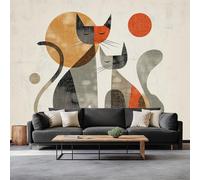 Générique Photo - Papel pintado (250 x 175 cm, no tejido, diseño abstracto de gato panorámico, papel pintado, mediados de sela, foto de pared, decoración de salón