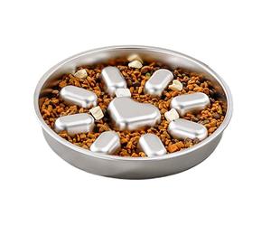 Générique Slow Feeder Dog Bowl - 9,06 x 1,38 pulgadas Antigolpes, Puzzle Dish - Stainless Steel Puzzle Bowl for Dogs with non-lip Base,for Fast Eater Medium Breed Feeding Eating Food Floor Indoor