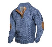 Générique - Sudadera de lana para hombre, invierno, casual, con media cremallera, ligera, de manga larga, cuello redondo, clásica, de un solo color, chaqueta de lana, sólida, jumpers, azul claro