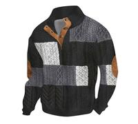 Générique - Sudadera de lana para hombre, invierno, casual, con media cremallera, ligera, de manga larga, cuello redondo, clásica, de un solo color, de temporada, chaqueta de lana, sólida, blanco, L