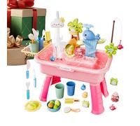 Générique Table Kids - 21 pulgadas Abs Sensory Playset, Outdoor Activity Sink, Pump Flowing Interactive Splash Station Fun Summer | Toy for Boys Girls Backyard Pool Garden Learning Play