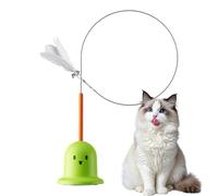 Générique Varita para gatos, juguete interactivo con ventosa, varita de plumas portátil con campana, varilla flexible y resistente, juego de manos, herramienta de entrenamiento de ejercicio