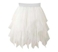 Générique Vestido de princesa para niña con dobladillo asimétrico y estampado de arco iris, ligero y cómodo para todos, Blanco, 4-5 años