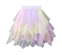 Générique Vestido de princesa para niña con dobladillo asimétrico y estampado de arco iris, ligero y cómodo para todos, Multicolor 1, 7-8 años
