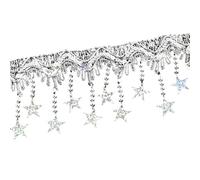 Generisch 1/2/4 Meters Star Sequins Tassel Lace Gold Silver Beaded Fringe for Dance Dresses Trim Ribbon Party Tassels Sewing Accessories(RC444-LaserSilver-85,4m)