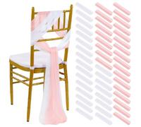 Generisch 10/50 piezas de gasa para sillas de 17 x 250 cm - Boda, fiesta, banquete decoración (rosa claro y blanco, 50 unidades)