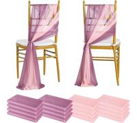 Generisch 10/50 piezas de gasa para sillas de 17 x 250 cm, decoración para bodas, fiestas, banquetes (malva y rosa, 50 unidades)