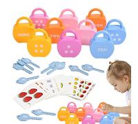 Generisch 10 piezas ABS desbloquear juguetes clave - cerraduras educativas para niños de dibujos animados con llaves | Juguetes para niños pequeños para el desarrollo de habilidades motoras finas para