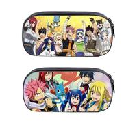 Generisch 2 bolsas japonesas de Fairy Tail para lápices de anime, bolsa de almacenamiento de gran capacidad, bolsa para lápices para adolescentes, adecuada para la escuela con soporte de estudiantes