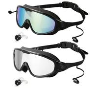 Generisch 2 gafas de natación para hombre, mujer, adultos, adolescentes, gafas de buceo, para adultos, antivaho, gafas de verano, visión amplia, gafas de buceo con tapones para los oídos y lentes