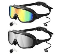 Generisch 2 gafas de natación para hombre, mujer, adultos, adolescentes, gafas de buceo, para adultos, antivaho, gafas de verano, visión amplia, gafas de buceo con tapones para los oídos y lentes