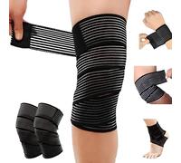 Generisch 2 vendajes para muslos de 200 cm, cinta de de alta elasticidad, vendaje de compresión para deportes de fuerza, rodilleras, piernas, banda de fijación para brazos, codos, pantorrillas, manos