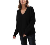 Generisch 2023 Frontera Estilo Europeo Americano Suéter De Punto Top Para Mujeres Suelto Cuello En V Casual Versátil Camisa De Punto Para Mujeres, Negro , M