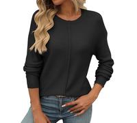 Generisch 2024 Otoño e Invierno New Europe and The States Women's Round Neck Long Sleeve Knitted Coarse Needle Casual Sweater Winterpullover Damen Warm Wolle, Negro , XL