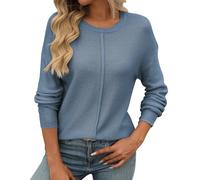 Generisch 2024 Otoño e Invierno New Europe and The States Women's Round Neck Long Sleeve Knitted Coarse Needle Casual Sweater Winterpullover Damen Warm Wolle, Bu2., XL