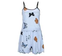 Generisch 2024 pijamas mujer corto con cuello en V conjunto de pijama de encaje sexy traje de casa ropa de dormir verano sin mangas de dos piezas con tirantes finos ropa de dormir cami top y