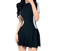 Generisch 2024 Traje de baño de mujer de manga corta con cremallera fina de primavera caliente para piscina playa moda cómodo secado rápido ideal para tomar el sol, Blanco, Talla única